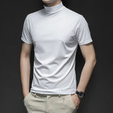 High-neck Mercerized Cotton Short-sleeved T-shirt