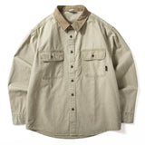 Men's Vintage Loose Fit Lapel Shirt, Casual Button Down Top, Retro Long Sleeve