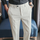 Men's British Business Slim Solid Color Casual Suit Pants