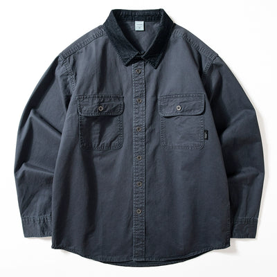 Men's Vintage Loose Fit Lapel Shirt, Casual Button Down Top, Retro Long Sleeve