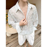 Embroidered Pullover Short-Length Long-Sleeve Shirt