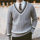 Men's Business Casual Vintage Color Block Sweater