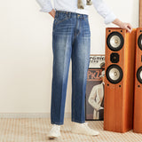 Men's Straight Casual Pants British Nine Point Jeans