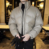 Men's Warm Stand Collar Winter Loose PU Leather Jacket