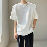 Men's Loose Casual Solid Color Shoulder Pad Short Sleeve Round Neck T-Shirt