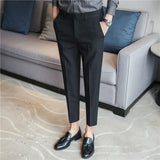 Men's British Business Slim Solid Color Casual Suit Pants