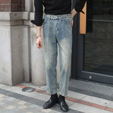 Men's Straight Distressed High-rise Jeans