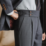 Men's British Business Straight High Waist Suit Pants Solid Color Pants