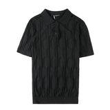 Men's Business British Lapel Polo Knit Slim Fit Casual T-Shirt