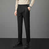 Mens Casual Slim Fit Mid-rise Suit Trousers