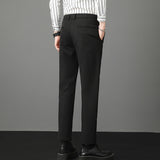 Men's Slim Fit Suit Pants, Solid Color Business Casual Trousers, Formal Dress Pants for Work