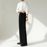 Retro Casual Elastic Waist Drape Trousers Straight Leg Loose Trousers