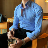 Men's Gentleman Business Casual Striped Slim Fit Shirt