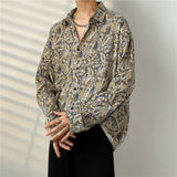 Men's Retro Ice Silk Chiffon Satin Cashew Flower Shirt