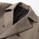 Men's Mid-length Tweed Trench Coat, Plaid Double-breasted Wool Overcoat, Vintage Winter Jacket