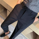Men's British Business Slim Solid Color Casual Suit Pants