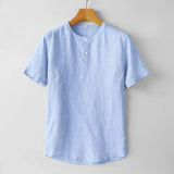 Casual Linen Stand-Collar T-Shirt