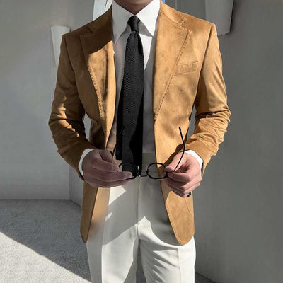 Slim Fit Vintage Suede Blazer