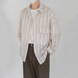 Men's Loose Striped Casual Long Sleeve Shirt