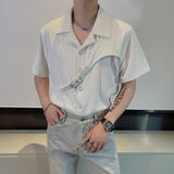 Men's Belt Panel Short Sleeve Shirt