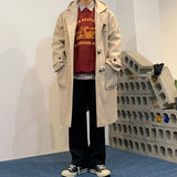 Loose Hooded Horn Button Casual Coat