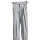 Men's Retro Slim High Waist Business Striped Casual Trousers