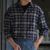 Men's Casual Plaid Long Sleeve Lapel Shirt