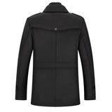 Men's Gentle Layered Collar Single Breasted Quilted Lined Wool Blend Pea Coats