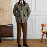 British Vintage Gradient Twill Gabardine Cotton Blend Waterproof Jacket