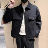 Collared Twill Topstitch Work Jacket