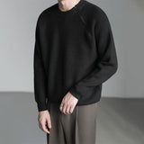 Men's Casual Loose Round Neck Long Sleeve Zipper Sweater