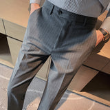 Men's British Business Striped Casual Pants Slim Pants