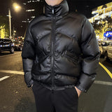 Men's Warm Stand Collar Winter Loose PU Leather Jacket