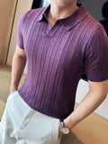 Thin Ice Silk Hollow Knit Polo Shirt