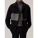 Double-faced Wool Loose-fitting Color-blocked Wool Coat