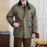 British Vintage Gradient Twill Gabardine Cotton Blend Waterproof Jacket