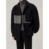 Double-faced Wool Loose-fitting Color-blocked Wool Coat