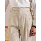 Italian Style Double Button Striped Suit Trousers