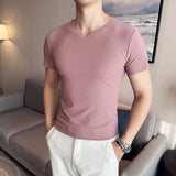 Breathable V-neck Ice Silk Short-sleeved T-shirt