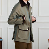 British Vintage Gradient Twill Gabardine Cotton Blend Waterproof Jacket