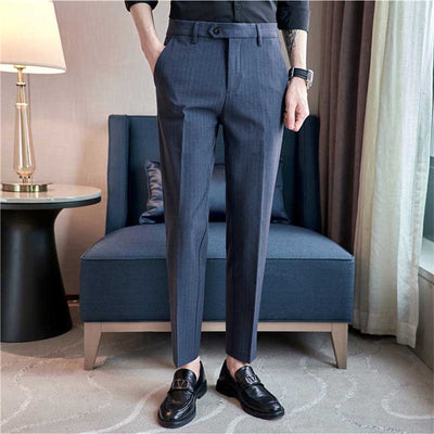 Men's British Business Striped Casual Pants Slim Pants