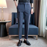 Men's British Business Striped Casual Pants Slim Pants