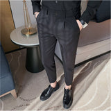 Mens Slim Fit Business Nine Point Casual Pants