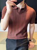 Thin Ice Silk Hollow Knit Polo Shirt