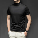 High-neck Mercerized Cotton Short-sleeved T-shirt