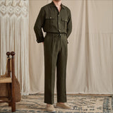 Breathable Linen High-Waisted Elastic-Waist Casual Pants