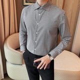 Men's Retro Casual Slim Fit Plaid Lapel Long Sleeve Shirt