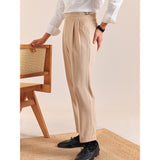Summer Breathable Italian Double Pleated Naples Straight Trousers