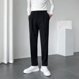 Men's Casual Trousers Drape Wide-leg Trousers Solid Color Straight-leg Trousers