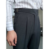 Drape High Waist Straight Vintage Trousers